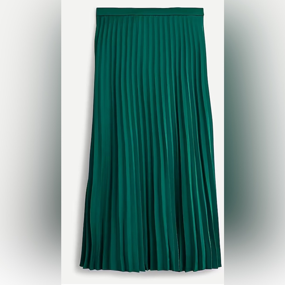 J. Crew Green Pleated Midi Skirt